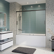 Cezares Tandem-Soft Шторка на ванну 180x145h см, прозрачное стекло 6 мм, цвет: оружейная сталь TANDEM-SOFT-VF-2-180/145-C-GM-IV