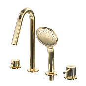 Cezares Leaf Смеситель на борт ванны на 4 отверстия, с ручным душем, цвет: sunrise LEAF-BVDM4-L-SR