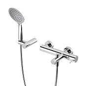 Cezares Leaf Смеситель для ванны с душевым набором - ручной душ, шланг, держатель, цвет: хром LEAF-VD-L-01