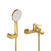 Cezares Stylus Смеситель для ванны с душ. наб. - ручн. душ, шланг, держ., цвет: брашированное золото STYLUS-VD-BORO