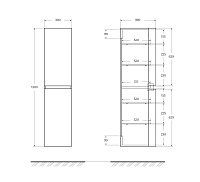Cezares Vague Шкаф-пенал подвесной 30x39x130h см, цвет: rovere sbiancato 54850