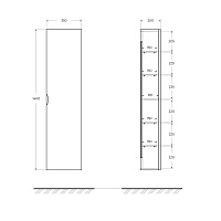 Cezares Idra Шкаф-пенал подвесной 35x20x140h см, цвет: rovere tabacco 55539