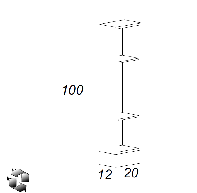 Cezares Шкаф подвесной 20x12x100h см, цвет: bianco lucido 53143