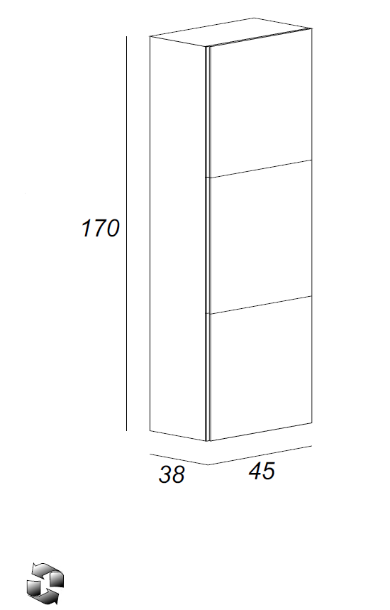 Cezares Шкаф-пенал подвесной 45x38x170h см, цвет: bianco lucido 53106