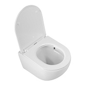 Cezares Relax Унитаз подвесной безободковый 36,5x49 см, смыв торнадо, с крышкой, цвет: белый глянец CZR-38088-49-TH-TOR/SC