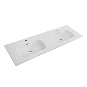 Cezares Duet Раковина накладная 141x46 см, с переливом, с 2 отверстиями, цвет: белый глянцевый CZR-8095-140-2