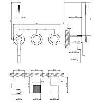 Gessi Habito Смеситель для душа встраиваемый, внешняя часть, с ручным душем, цвет: chrome 70438#031
