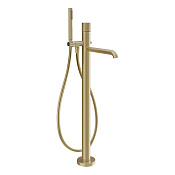 Gessi Habito Смеситель для ванны напол. с душевым набором - руч. душ, шланг, цвет: brushed brass PVD 70528#727