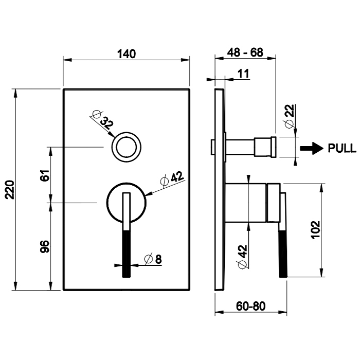 Gessi Ingranaggio Смеситель для душа 2 потребителя, встраиваемый, внешняя часть, цвет: matte black 63577#299