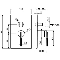 Gessi Ingranaggio Смеситель для душа 2 потребителя, встраиваемый, внешняя часть, цвет: matte black 63577#299