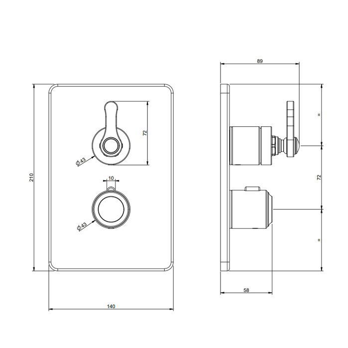 Gessi Venti20 Смеситель для душа термостат. на 2 потребителя, встраиваемый, цвет: antique brass 65135#713