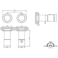 Gessi Habito Смеситель для душа термостатический на 2 потребителя, встр., внешняя часть, цвет:chrome 70034#031