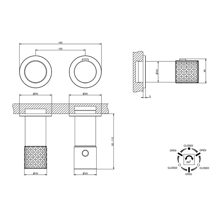 Gessi Habito Смеситель для душа на 3 потребителя, встраиваемый, внешняя часть, цвет: chrome 70136#031