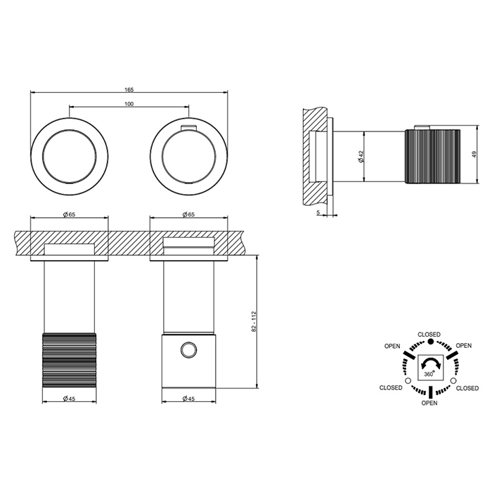 Gessi Habito Смеситель для душа термостатический на 3 потребителя, встр., внешняя часть, цвет:chrome 70336#031