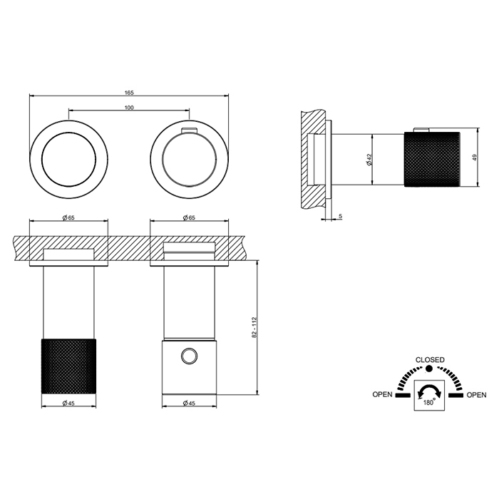 Gessi Habito Смеситель для душа термостатический на 2 потребителя, встр., внешняя часть, цвет:chrome 70634#031