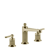 Gessi Venti20 Смеситель для раковины на 3 отверстия, с д/к, излив 13,4см, цвет: brushed brass PVD 65012#727