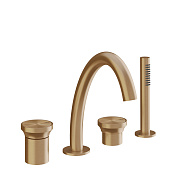 Gessi Origini Смеситель на борт ванны на 4 отверстия, с ручным душем, цвет: warm bronze brushed PVD 66037#726