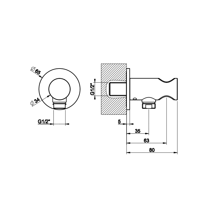 Gessi Ingranaggio Шланговое подключение с держателем для душа, цвет: brushed brass PVD 63461#727