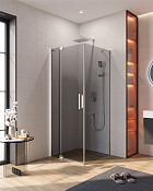 Cezares Slider Душевой уголок 70-80x80x195h см, тонированное стекло 8 мм, цвет: хром SLIDER-AH-1-80-70/80-GRIGIO-Cr