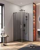 Cezares Slider Душевой уголок 70-80x80x195h см, тонированное стекло 8 мм, цвет: оружейная сталь SLIDER-AH-1-80-70/80-GRIGIO-GM