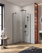 Cezares Slider Душевой уголок 80-90x80x195h см, прозрачное стекло 8 мм, цвет: оружейная сталь SLIDER-AH-1-80-80/90-C-GM