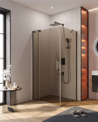 Cezares Slider Душевой уголок 90-100x80x195h см, тонированное стекло 8 мм, цвет: оружейная сталь SLIDER-AH-1-80-90/100-BR-GM