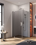 Cezares Slider Душевой уголок 90-100x80x195h см, тонированное стекло 8 мм, цвет: хром SLIDER-AH-1-80-90/100-GRIGIO-Cr