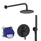 Ideal Standard Ceraline Душевой комплект встраив: смеситель, верхний и ручной душ, цвет: silk black BD193XG