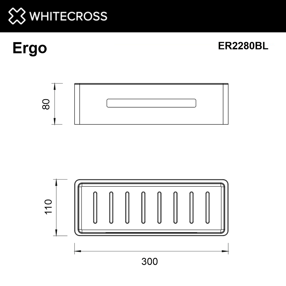 Whitecross Ergo Полка металлическая 30x11 см, подвесная, цвет: черный матовый ER2280BL