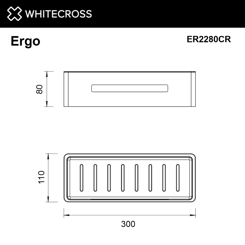 Whitecross Ergo Полка металлическая 30x11 см, подвесная, цвет: хром ER2280CR