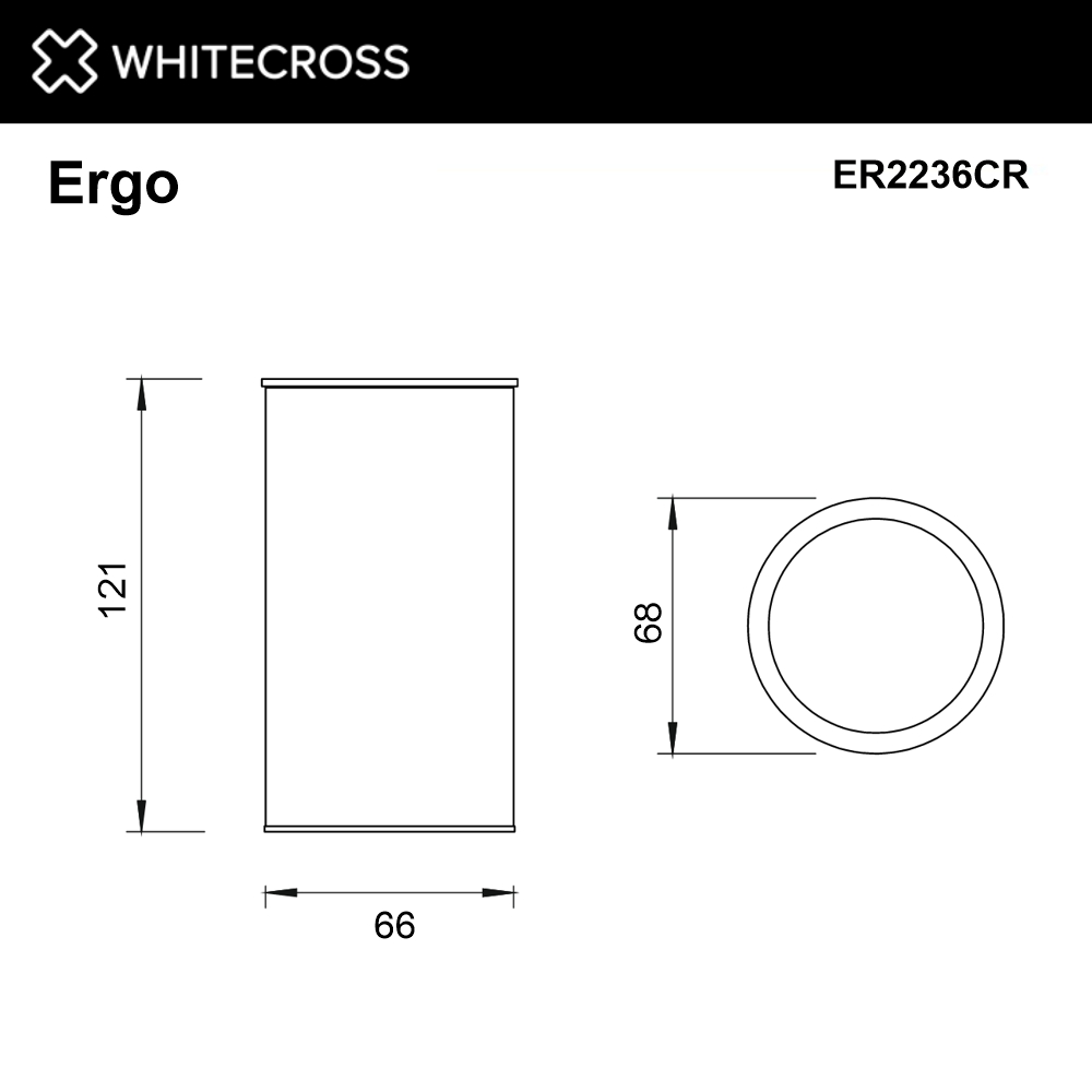 Whitecross Ergo Стакан настольный, нержавеющая сталь, цвет: хром ER2236CR