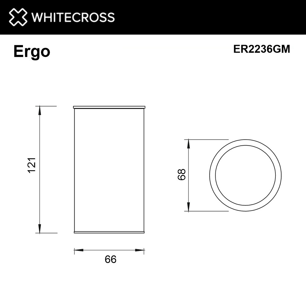 Whitecross Ergo Стакан настольный, нержавеющая сталь, цвет: оружейная сталь ER2236GM