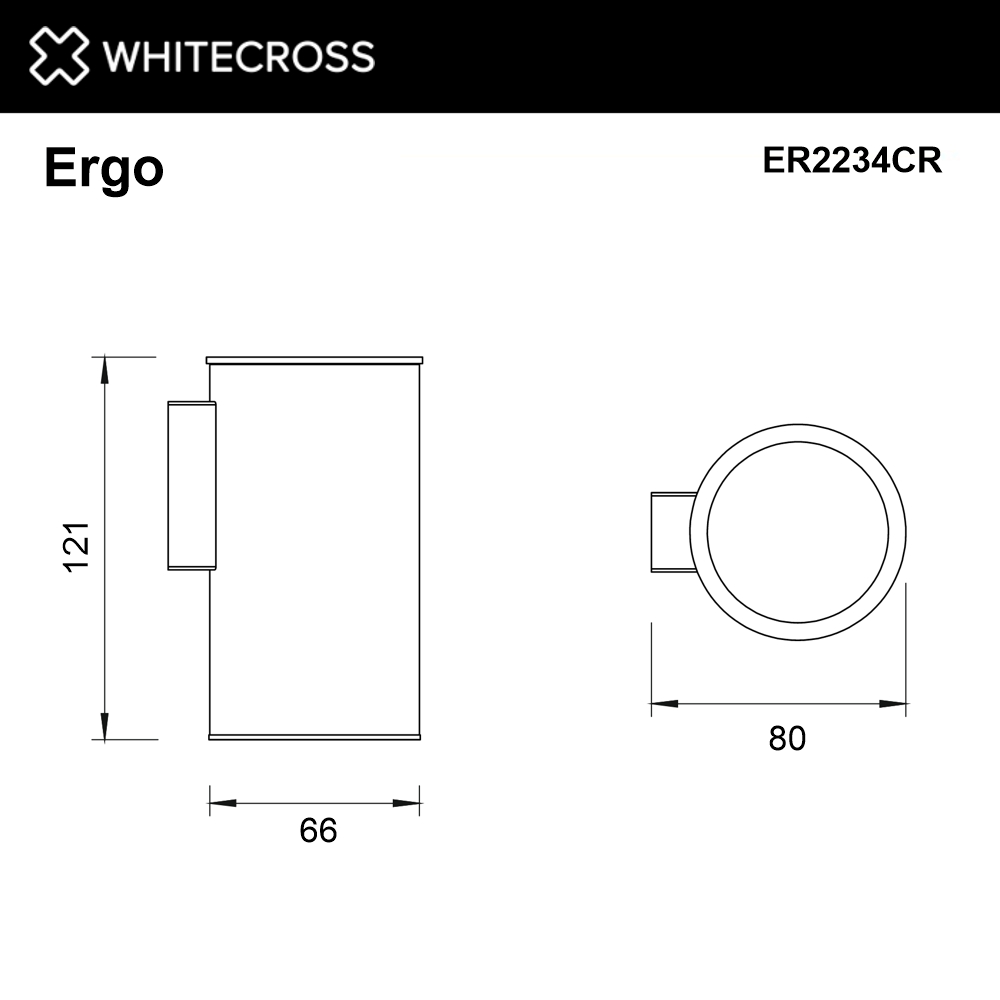 Whitecross Ergo Стакан с держателем, подвесной, нержавеющая сталь, цвет: хром ER2234CR